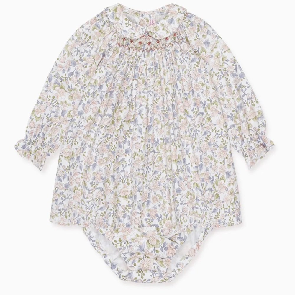 Pink Floral Palma Baby Girl Smock Set 12-18M